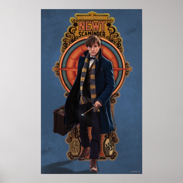 Poster Panneau Art Nouveau NEWT SCAMANDER™ Walking (Devant)