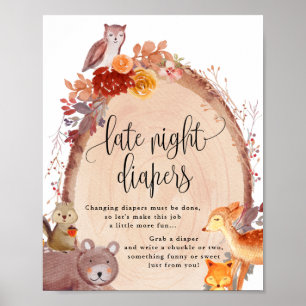 Poster Panneau Automne Animaux de bois Diapeurs de nuit