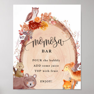 Poster Panneau Automne Bois Animaux Momosa Bar