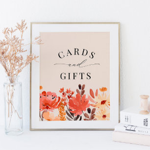 Poster Panneau Automne Petites cartes et cadeaux Fleurs s