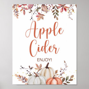 Poster Panneau Automne Pomme Cider Citrouilles Automne