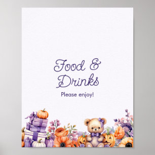Poster Panneau Automne Purple Citrouille Baby shower Alim