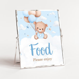 Poster Panneau Baby shower alimentaire Blue Teddy Bear