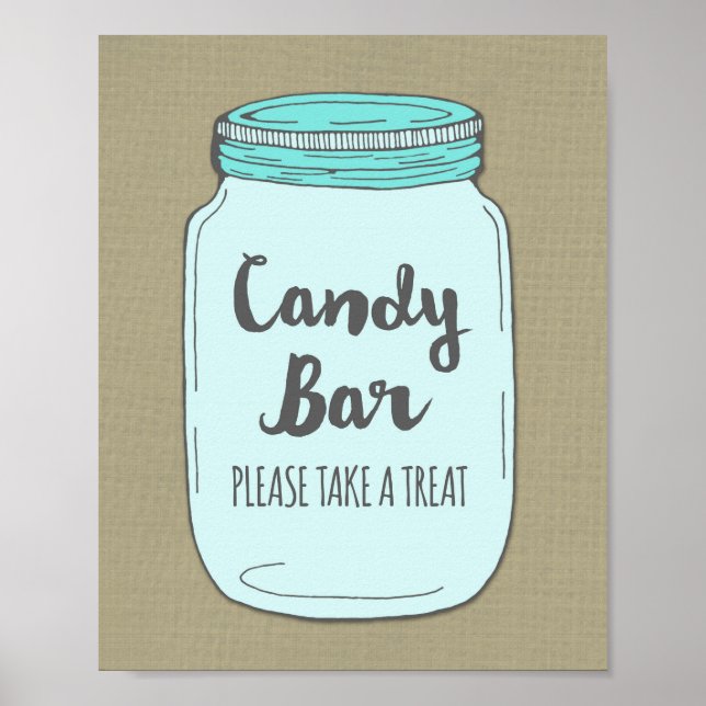 Poster Panneau Baby shower Barre de bonbons bleu Mason bl (Devant)
