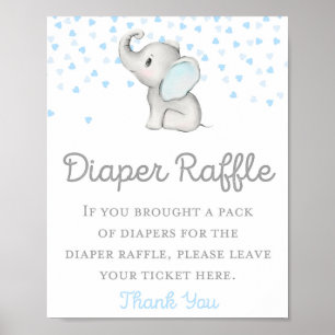 Poster Panneau Baby shower bleu éléphant garçon
