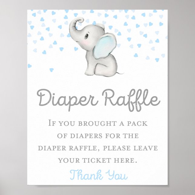 Poster Panneau Baby shower bleu éléphant garçon (Devant)