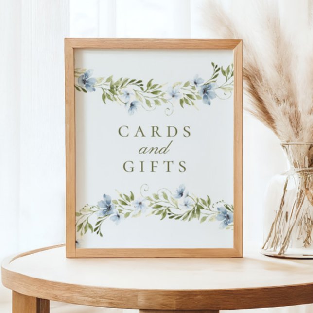 Poster Panneau Baby shower Blue Floral Wreath Cartes & Ca (Créateur téléchargé)
