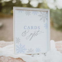 Panneau Baby shower Blue Snowflake Cartes et cadea