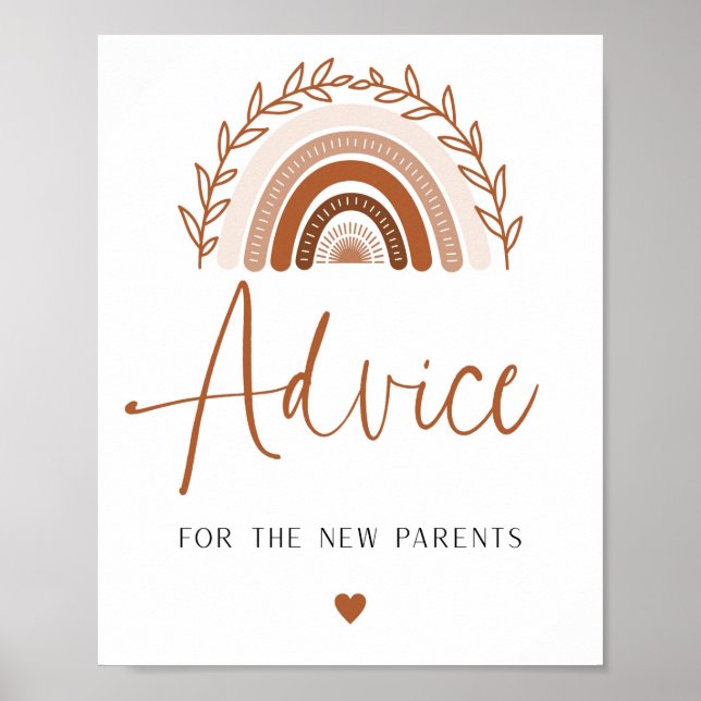 Poster Panneau Baby shower Boho Rainbow Conseils et souha (Devant)