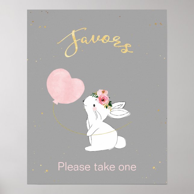 Poster Panneau Baby shower Bunny Them Faveurs (Devant)