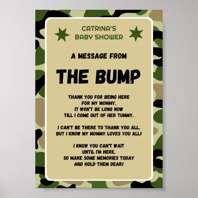 Poster Panneau Baby shower Camo (Devant)
