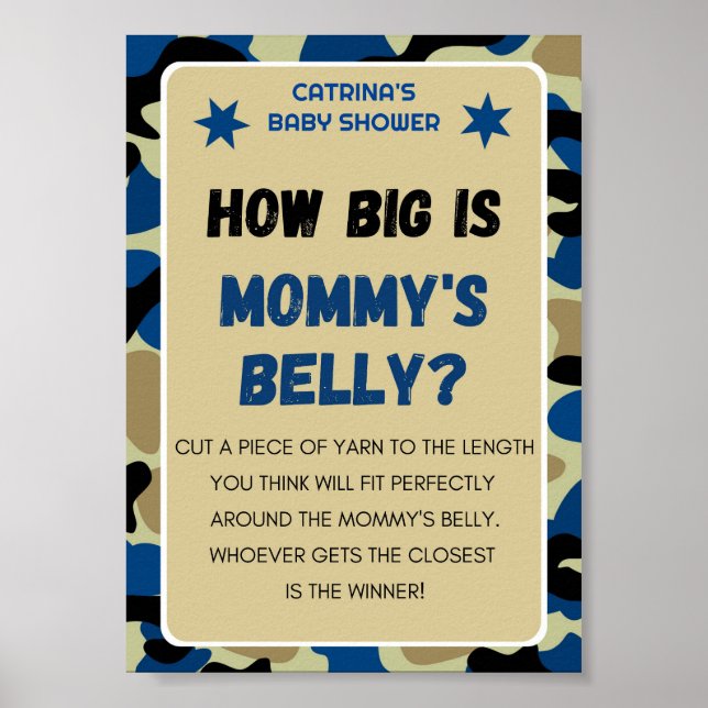 Poster Panneau Baby shower Camo Bleu (Devant)