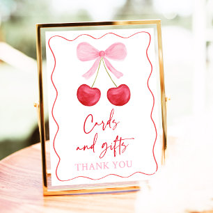 Poster Panneau Baby shower Cerise Bow Rose