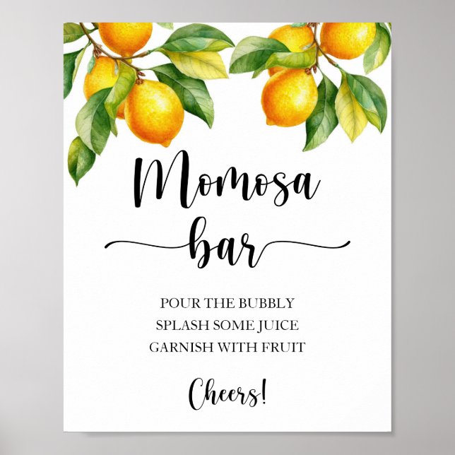 Poster Panneau Baby shower citron Momosa Bar (Devant)