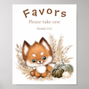 Poster Panneau Baby shower d'automne Favoriser