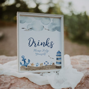 Poster Panneau Baby shower de boissons nautiques