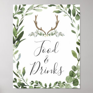 Poster Panneau Baby shower de bûcherons Boissons et nourr