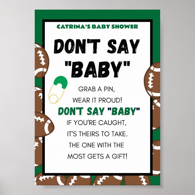 Poster Panneau Baby shower de football (Devant)