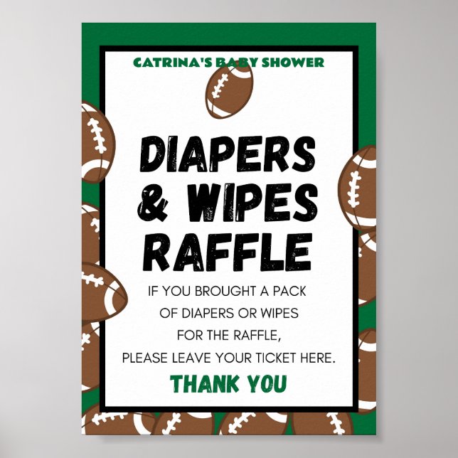 Poster Panneau Baby shower de football (Devant)