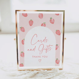 Poster Panneau Baby shower de fraises Cartes et cadeaux