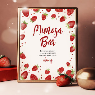 Poster Panneau Baby shower de fraises Mimosa Bar