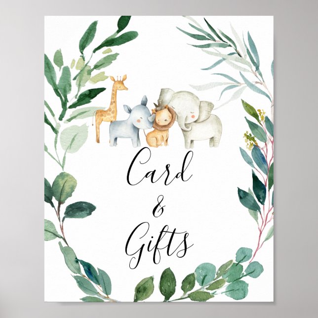 Poster Panneau Baby shower de la couronne de feuillage Sa (Devant)