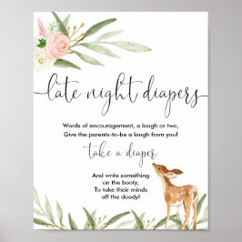 Poster Panneau baby shower des couches tard dans la nuit