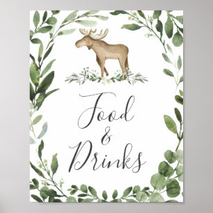 Poster Panneau Baby shower d'orignaux Lumberjack Aliments