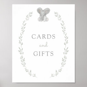 Poster Panneau Baby shower Elephant Green Cartes et cadea