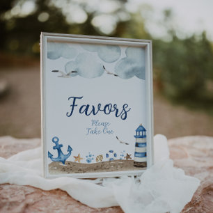 Poster Panneau Baby shower Faveurs nautiques