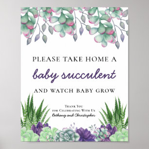 Poster Panneau baby shower Favoriser Table Aquarelle Succ