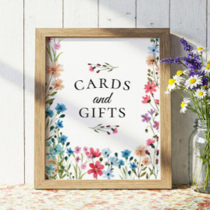 Poster Panneau Baby shower fleur sauvage Cartes et Cadeau
