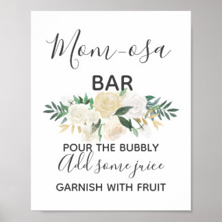 Poster Panneau baby shower Fleurs Momosa Bar Mimosa