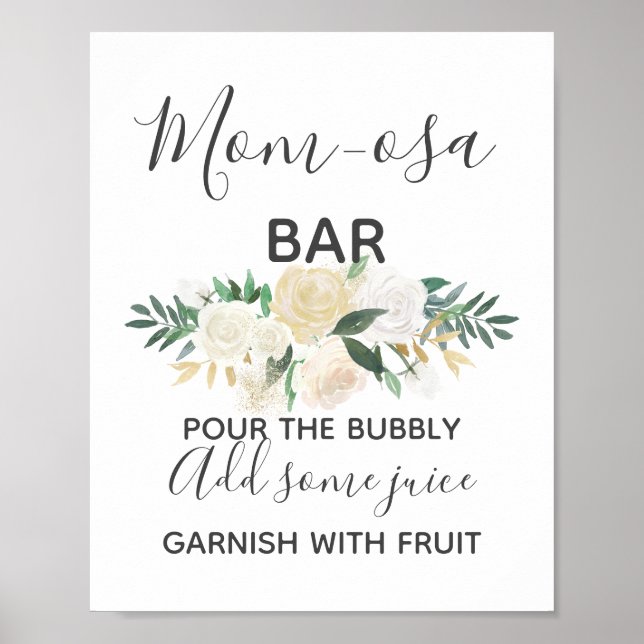 Poster Panneau baby shower Fleurs Momosa Bar Mimosa (Devant)
