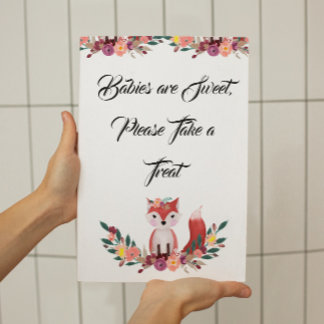 Poster Panneau Baby shower Floral Woodland Fox