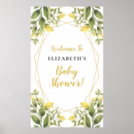 Poster Panneau Baby shower géométrique citrons vert