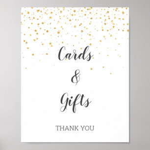 Poster Panneau Baby shower Gold Confetti Cartes et cadeau