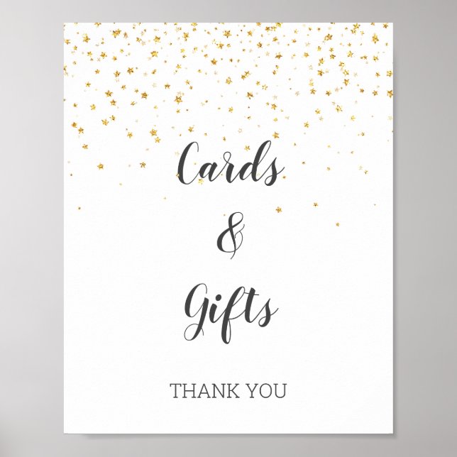 Poster Panneau Baby shower Gold Confetti Cartes et cadeau (Devant)