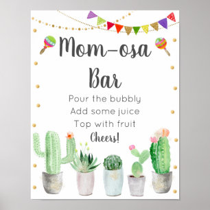 Poster Panneau Baby shower Gold Fiesta Cactus Mom-osa Bar