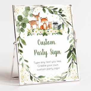 Poster Panneau Baby shower modifiable Woodland Greenery