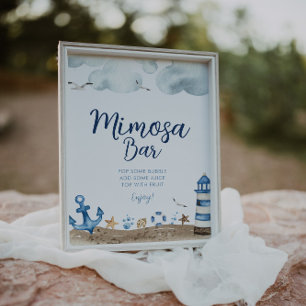 Poster Panneau Baby shower Nautique Mimosa Bar