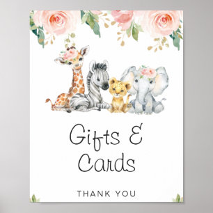 Poster Panneau Baby shower rose or Floral Safari