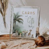Panneau Baby shower Safari Animaux Cartes et Cadea