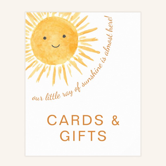 Poster Panneau Baby shower Sunshine Cartes Et Cadeaux (Créateur téléchargé)