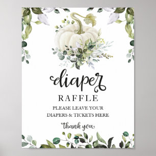 Poster Panneau baby shower Vert Diaper Raffle Jeu