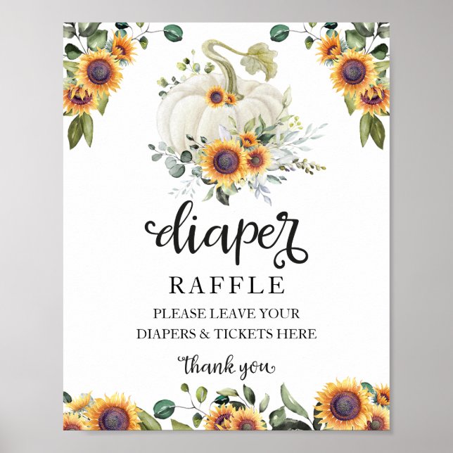Poster Panneau baby shower Vert Diaper Raffle Jeu (Devant)