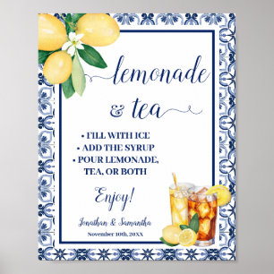Poster Panneau Bar à Citronnade & Thé Bleu Méditerranéen