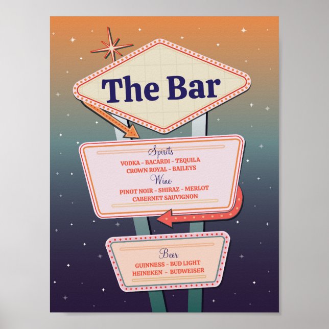 Poster Panneau Bar Mariage Las Vegas Casinos (Devant)