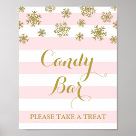 Poster Panneau Barre à bonbons Pink Strips Gold Snow