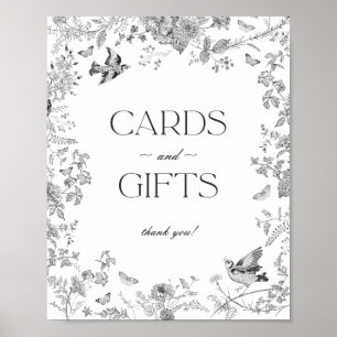 Poster Panneau Black Toile De Jouy Cartes et Cadeaux Flor
